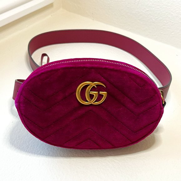 GUCCI Velvet GG Marmont quilted belt bag - Picture 1 of 3